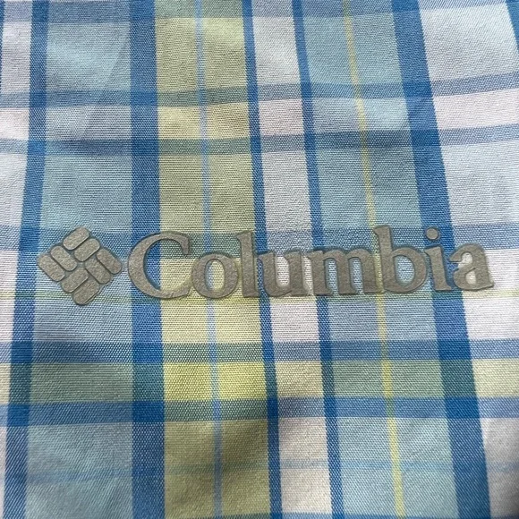 Columbia Jacket Plaid Blue Green Lightweight Windbreaker Omni Shade - Picture 7 of 9